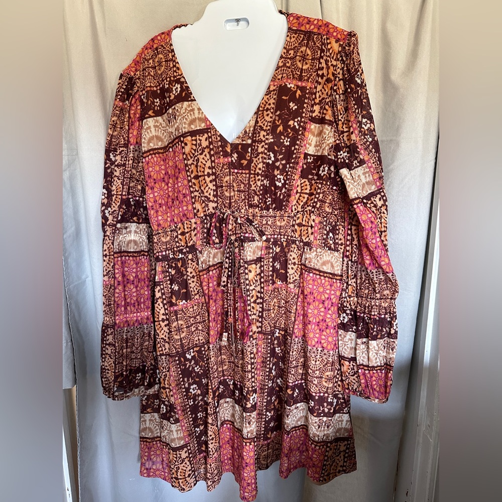 Cato print short dress/long top.Great 4 fall layering w/ leggings&cardigan.